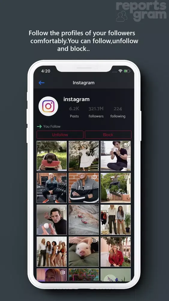 Ảnh chụp màn hình của Reports+ Pro Followers