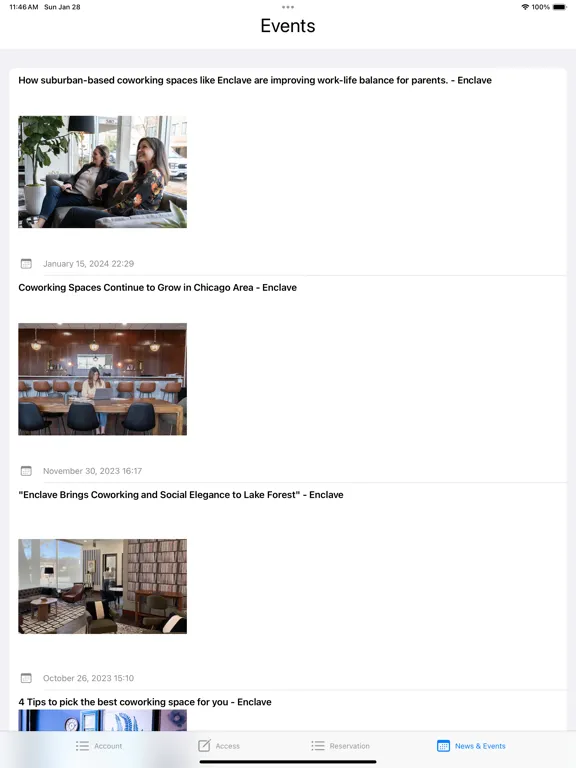Скриншоты Enclave Coworking iPad 