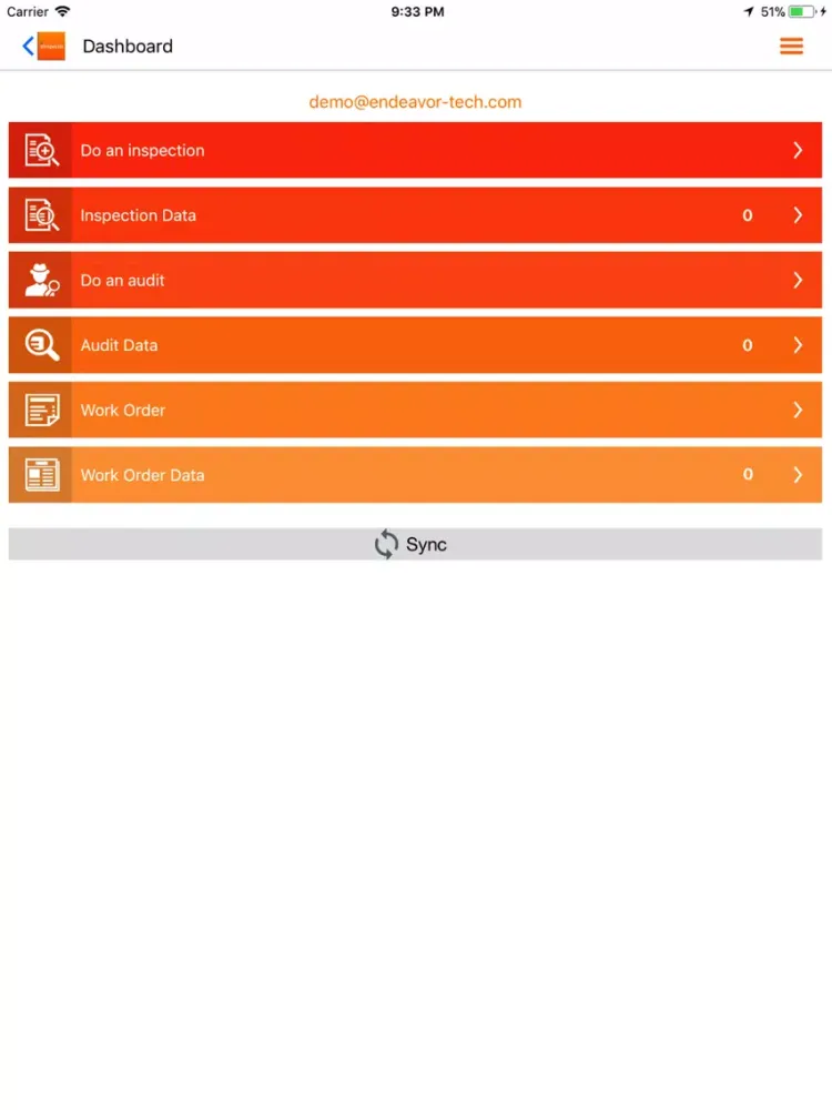 eInspector Endeavor iPad  스크린샷