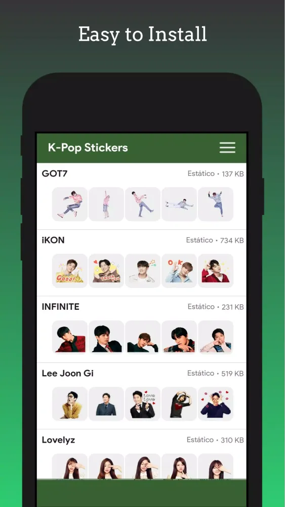 WaStickers - KPop Korean BT25应用截图