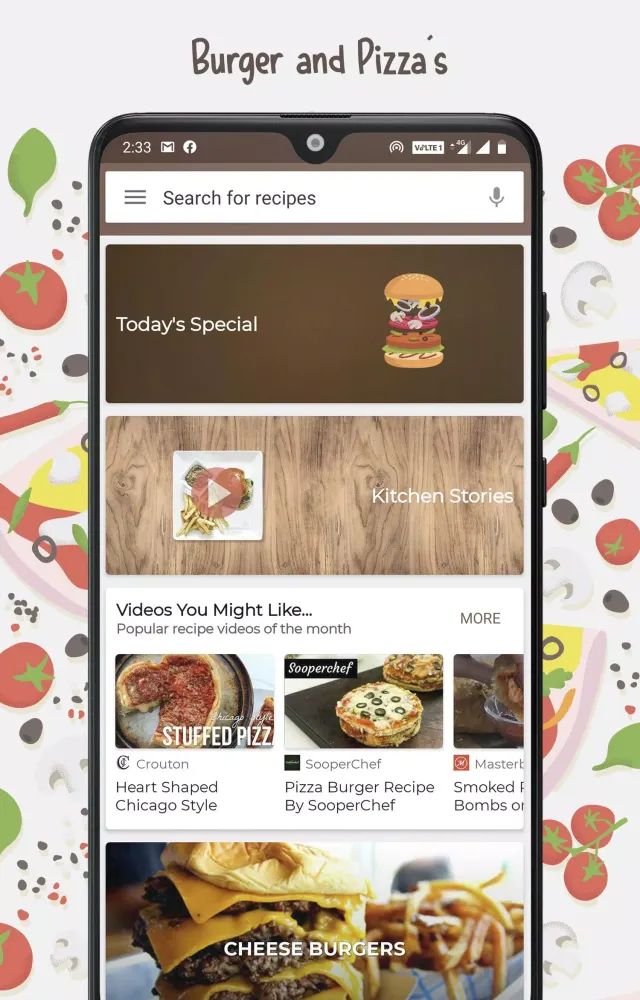 Capturas de pantalla de Burger and Pizza Recipes