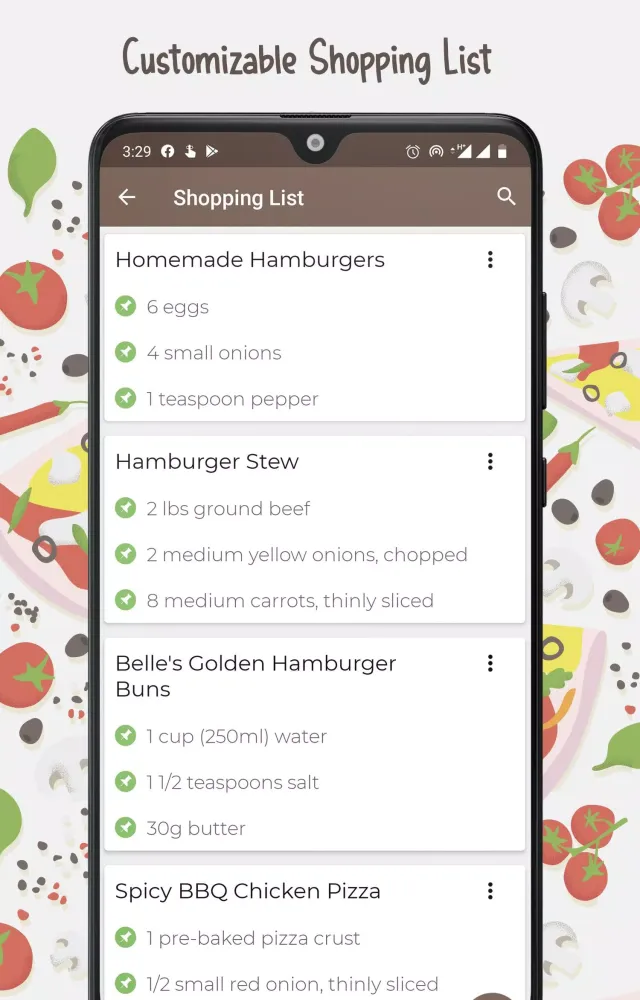 Capturas de pantalla de Burger and Pizza Recipes