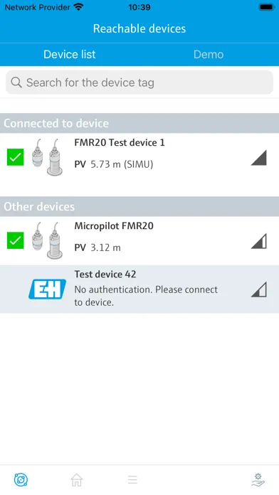 Скриншоты Endress+Hauser SmartBlue