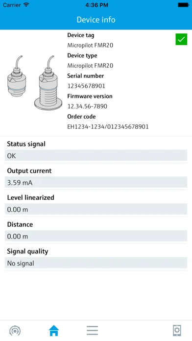 Скриншоты Endress+Hauser SmartBlue