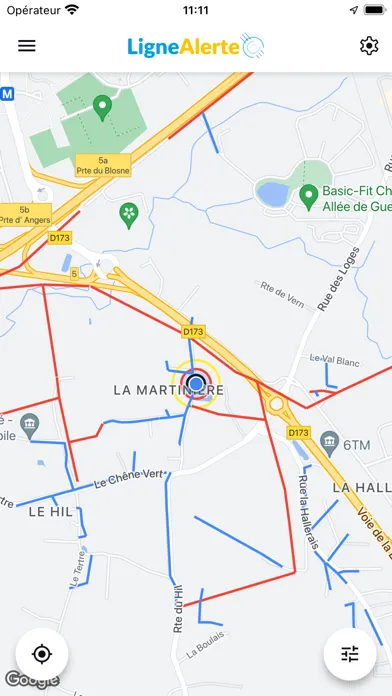 Captures d'écran de LigneAlerte