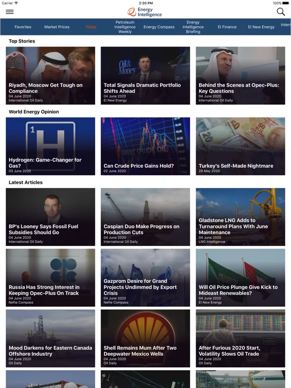 Energy Intelligence iPad  Ekran Görüntüleri