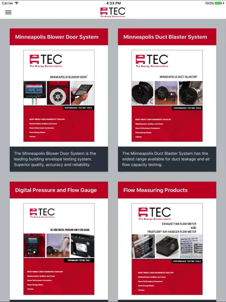 Zrzuty ekranu TEC Catalog iPad 