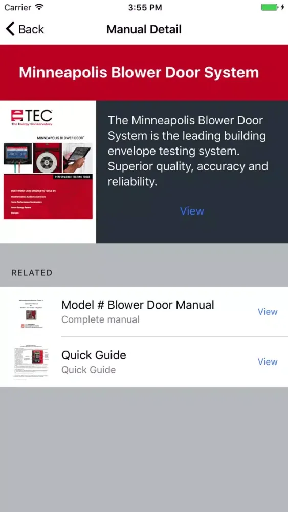 Zrzuty ekranu TEC Catalog