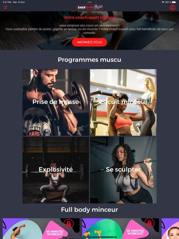 Tangkapan skrin Energym Studio iPad 