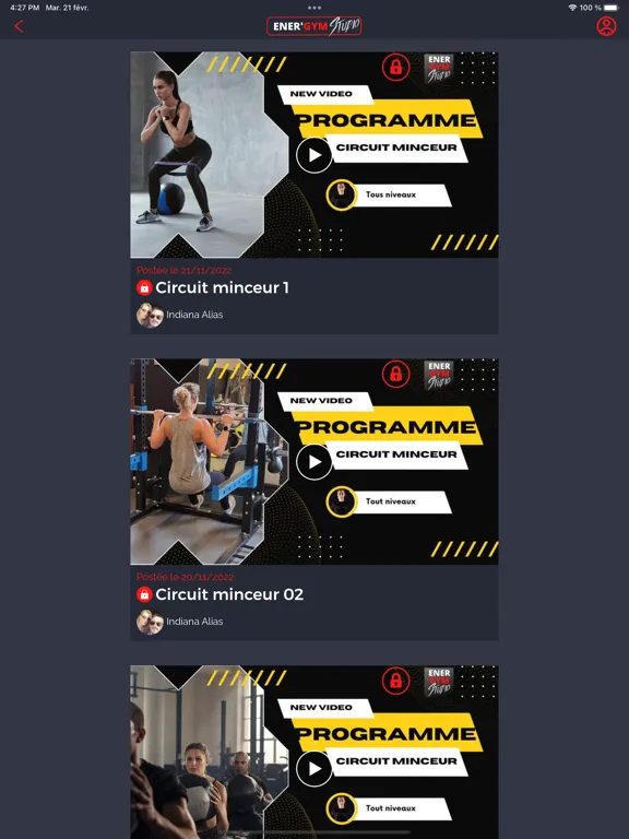 Tangkapan skrin Energym Studio iPad 
