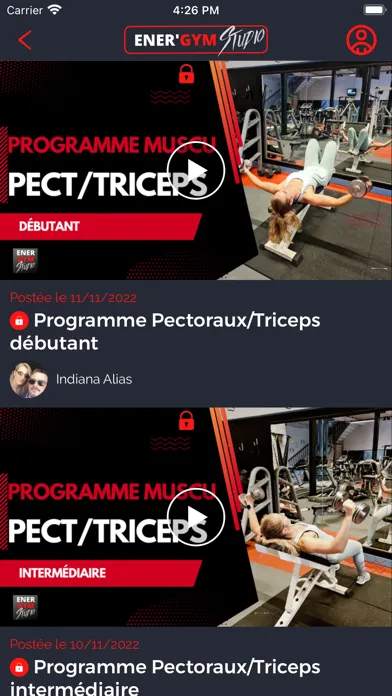 Tangkapan skrin Energym Studio