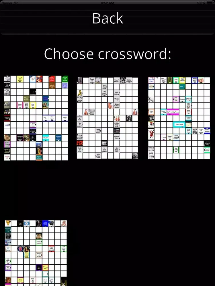 Capturas de tela do Picture Crosswords iPad 