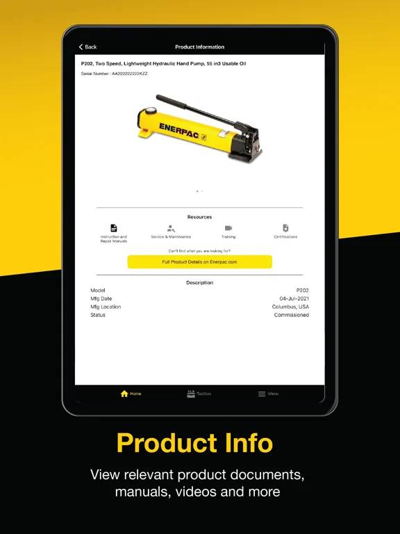 Enerpac Connect iPad 應用截圖