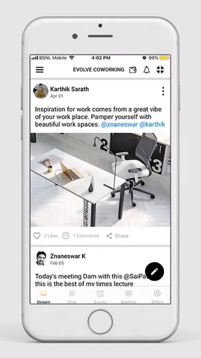 Capturas de tela do Evolve Coworking