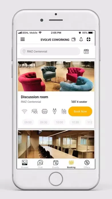 Capturas de tela do Evolve Coworking