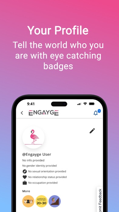 Engayge: LGBTQ+ Social Network Screenshots