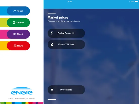 Tangkapan skrin ENGIE Market Prices iPad 