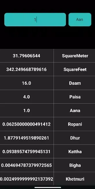 Ảnh chụp màn hình của Land Area Converter