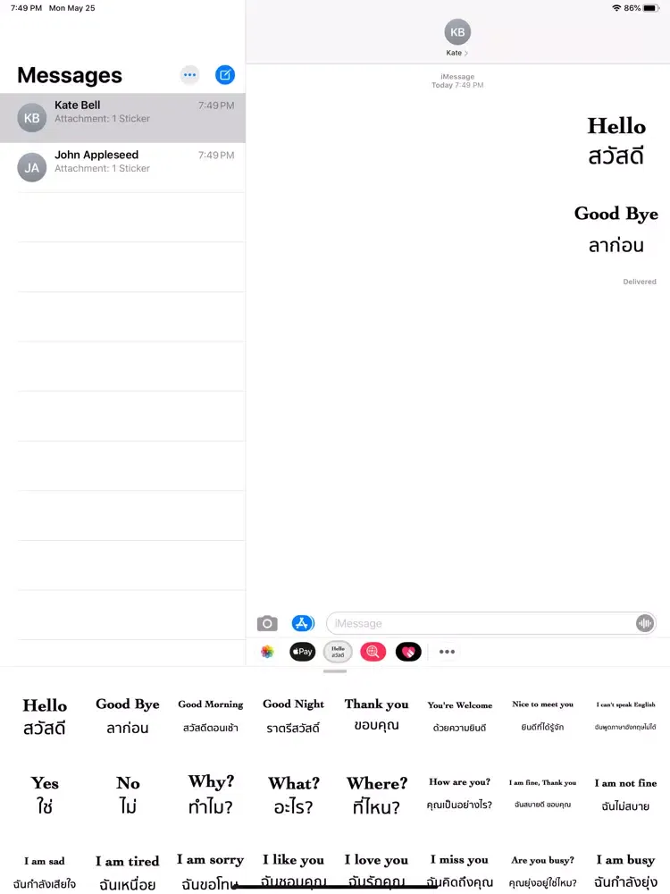 Capturas de pantalla de English Thai Stickers iPad 