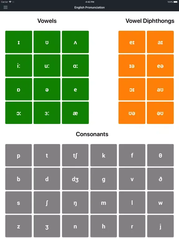 ภาพหน้าจอของ English Pronunciation IPA iPad 