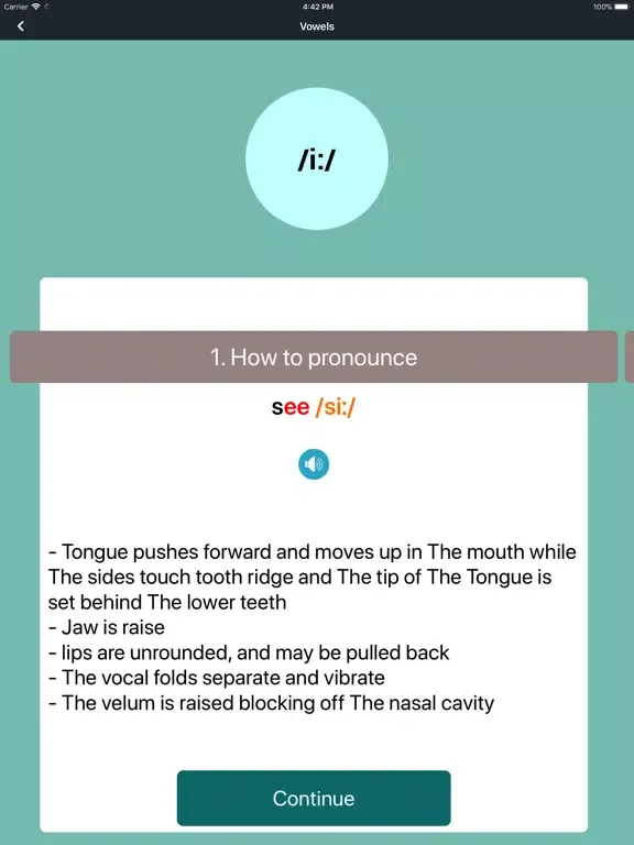 ภาพหน้าจอของ English Pronunciation IPA iPad 