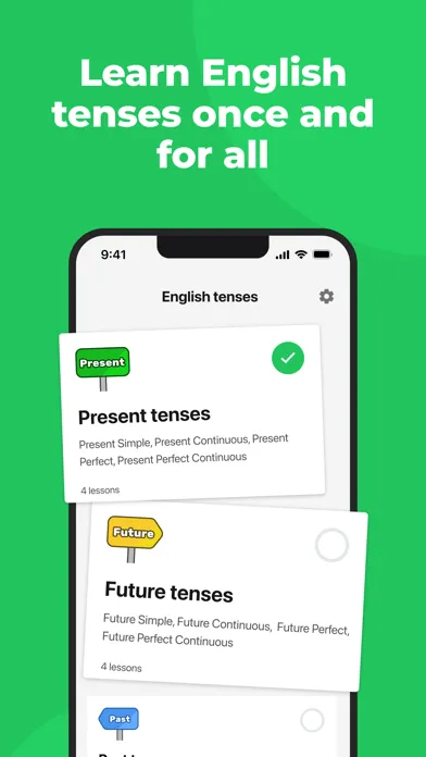 Capturas de tela do English Grammar Course -Tenses