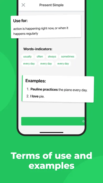 Capturas de tela do English Grammar Course -Tenses