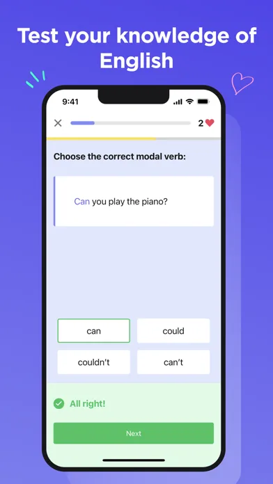 Zrzuty ekranu English Verbs: Grammar test