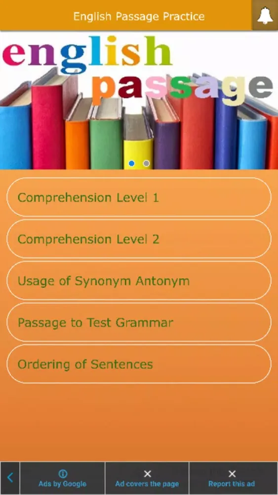 Capturas de tela do English Passage Practice