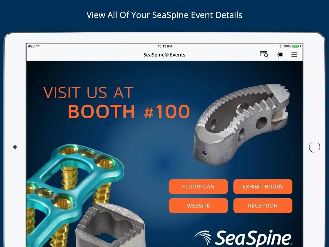 Capturas de pantalla de SeaSpine Events iPad 