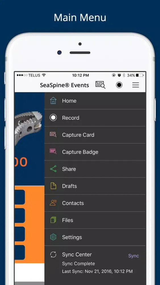 Capturas de pantalla de SeaSpine Events