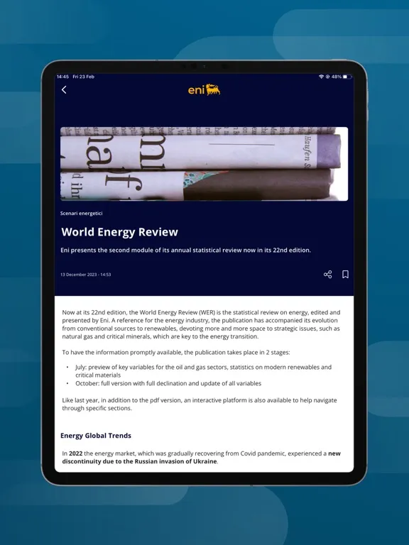 Eni Corporate iPad  স্ক্রিনশট
