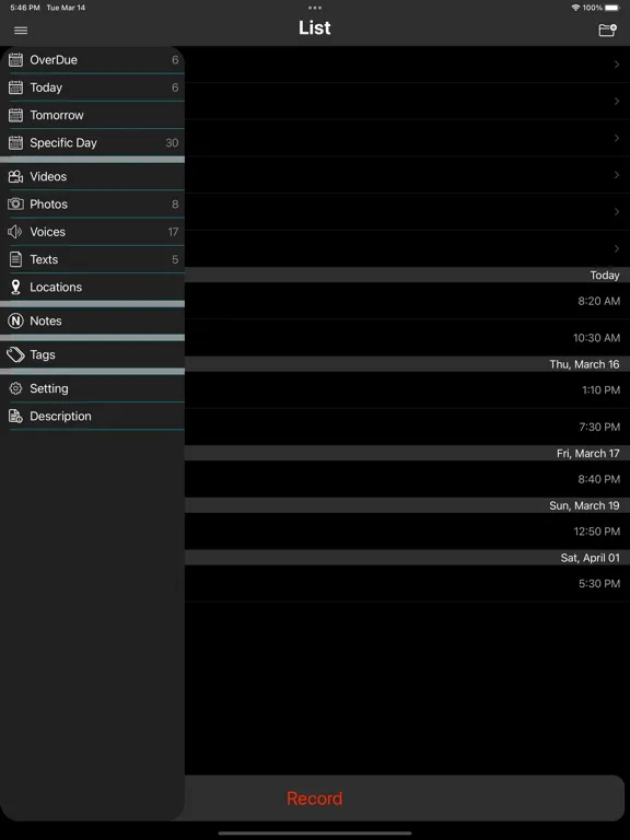 Reminders Max iPad  سکرین شاٹس