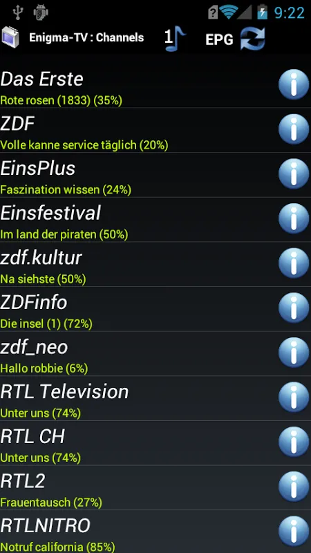 Capturas de pantalla de Enigma-TV