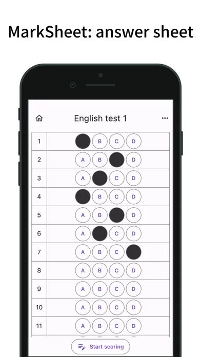ภาพหน้าจอของ MarkSheet: answer sheet