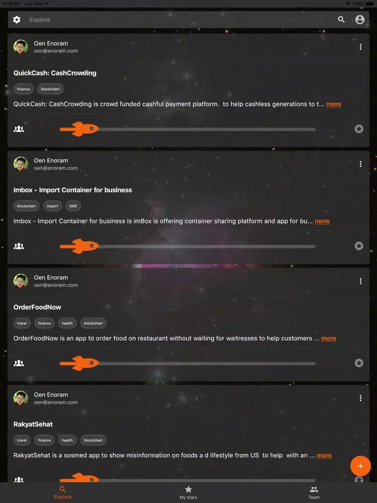 StartGazer.io iPad 应用截图