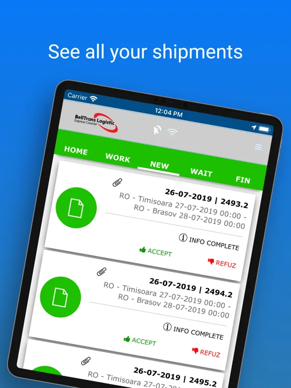 BellTrans Logistic iPad  スクリーンショット