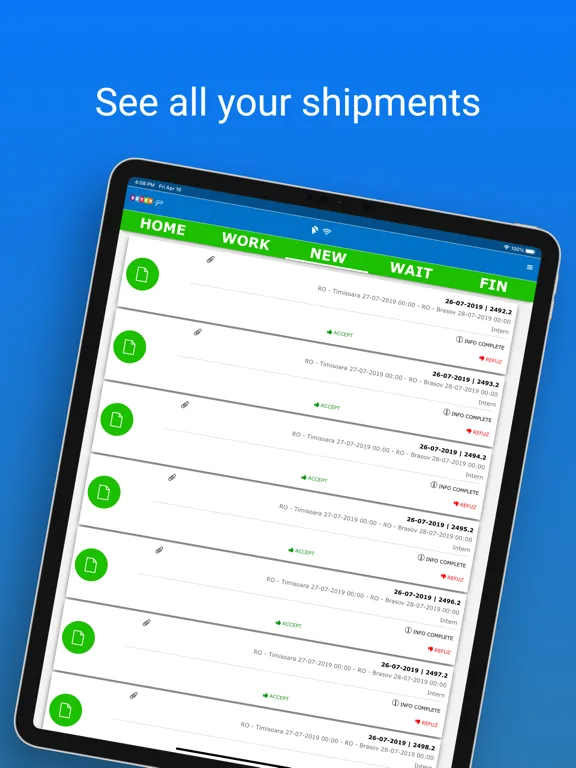 Tangkapan layar GetexGo iPad 