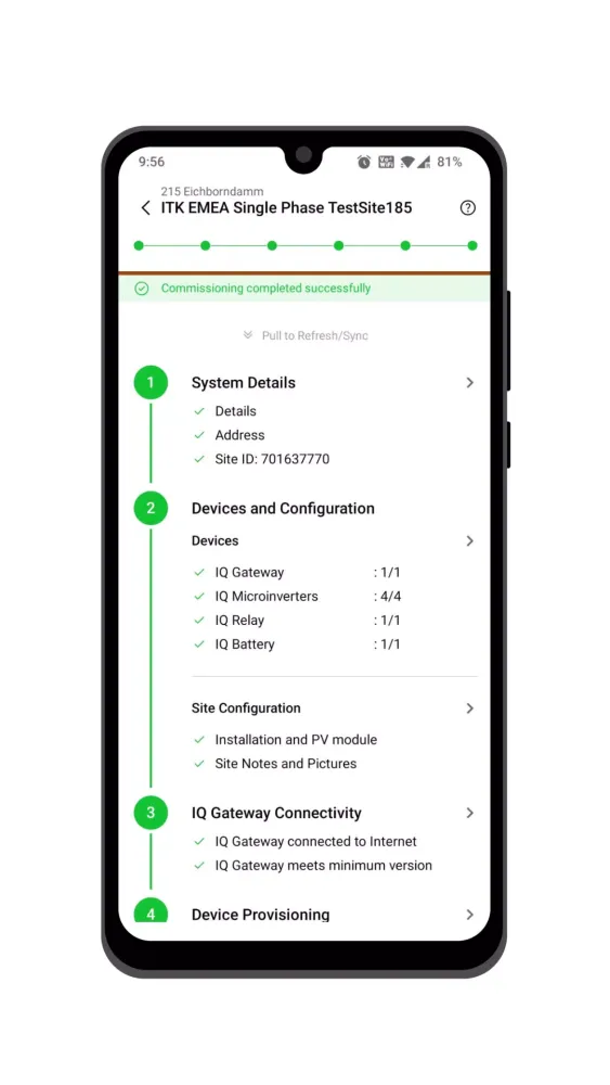 ภาพหน้าจอของ Enphase Installer Toolkit