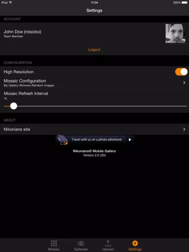 Tangkapan skrin mGallery iPad 