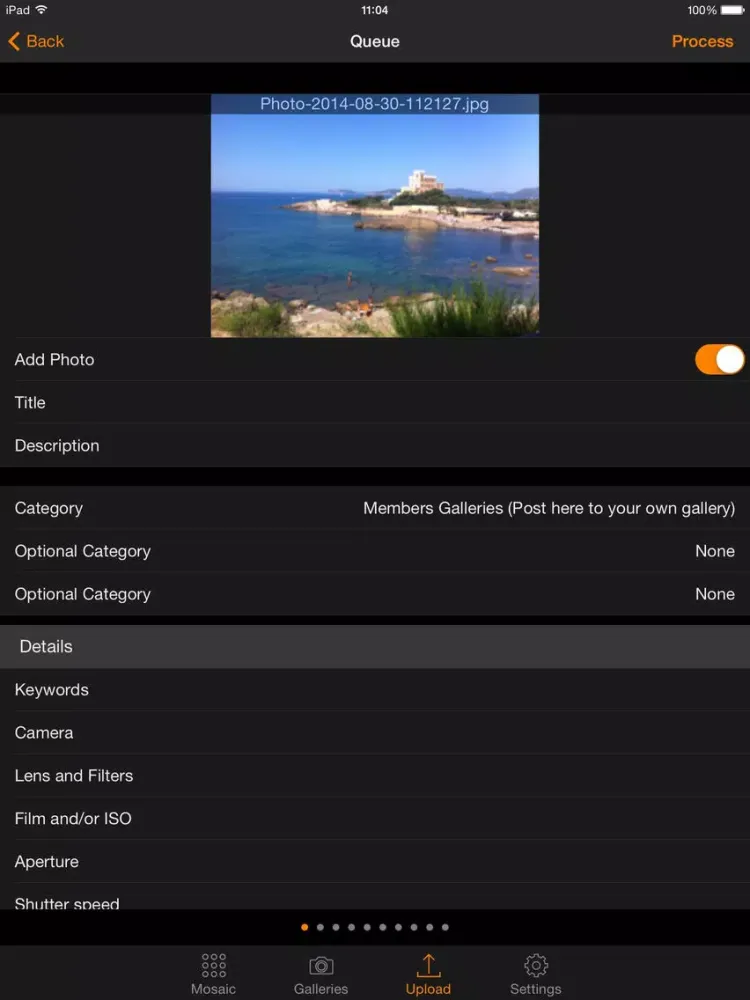 Tangkapan skrin mGallery iPad 