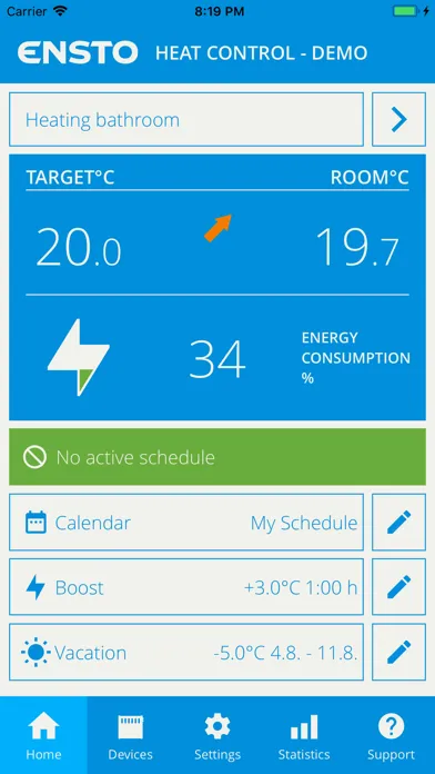 Ensto Heat Control App Screenshots