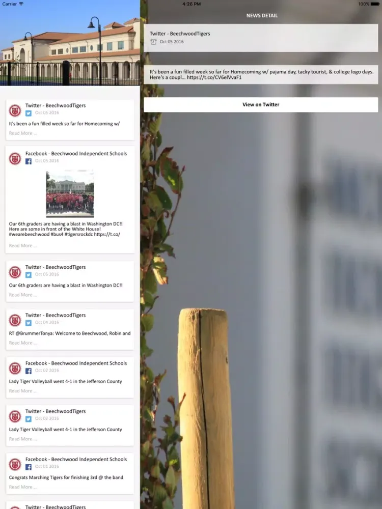 Tangkapan layar Beechwood ISD iPad 