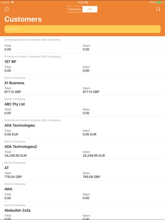 Zrzuty ekranu Finance for SAP Business One iPad 