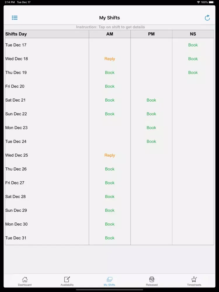 Tangkapan skrin Kemp Members App iPad 