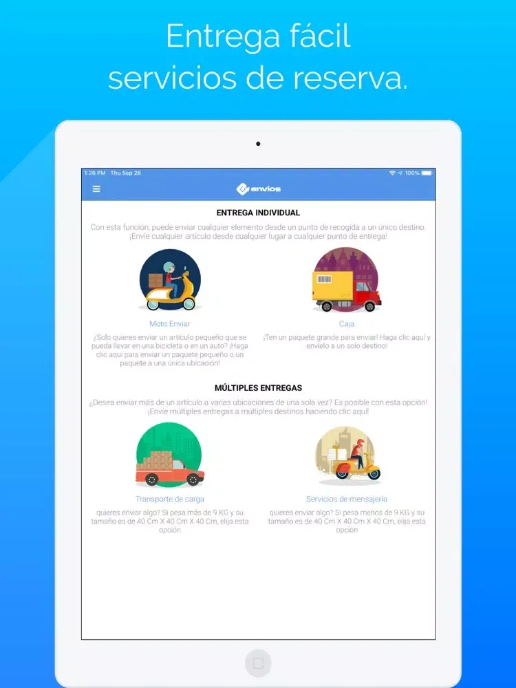 Скриншоты envíos iPad 