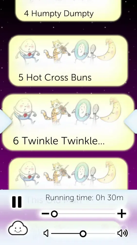 Capturas de tela do Baby White Noise generator + Nursery Rhymes music