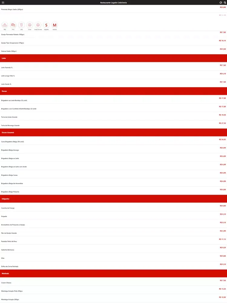 Tangkapan layar Legado Cebicheria iPad 