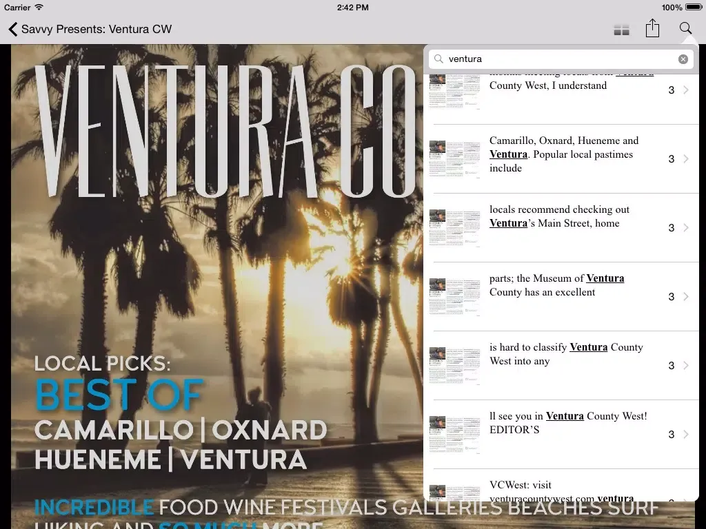 Capturas de pantalla de Travel Savvy Magazine Presents: Ventura County West iPad 