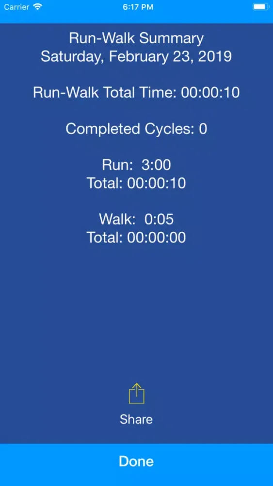 Tangkapan skrin Run Walk Intervals